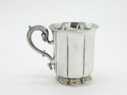 Victorian Sterling Silver Fluted Christening Mug 'Horace' Antique 1868 London