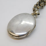 Victorian Sterling Silver Mourning Locket Necklace with Hair Insert Antique