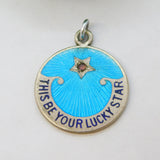 19th Century Sterling Silver Guilloche Enamel 'This Be Your Lucky Star' Pendant c1900
