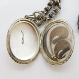 Victorian Sterling Silver Mourning Locket Necklace with Hair Insert Antique