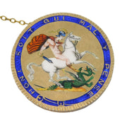 George III Sterling Silver Gilt & Enamel Crown Coin Brooch Antique 1820