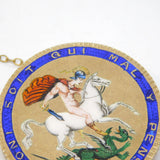 George III Sterling Silver Gilt & Enamel Crown Coin Brooch Antique 1820