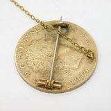 George III Sterling Silver Gilt & Enamel Crown Coin Brooch Antique 1820