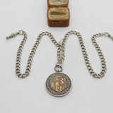 Edwardian Sterling Silver Double Albert Watch Chain Antique 1909 Chester