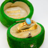 Victorian 22ct Yellow Gold Cabochon Turquoise Dress Ring Antique 1857 London