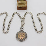 Edwardian Sterling Silver Double Albert Watch Chain Antique 1909 Chester