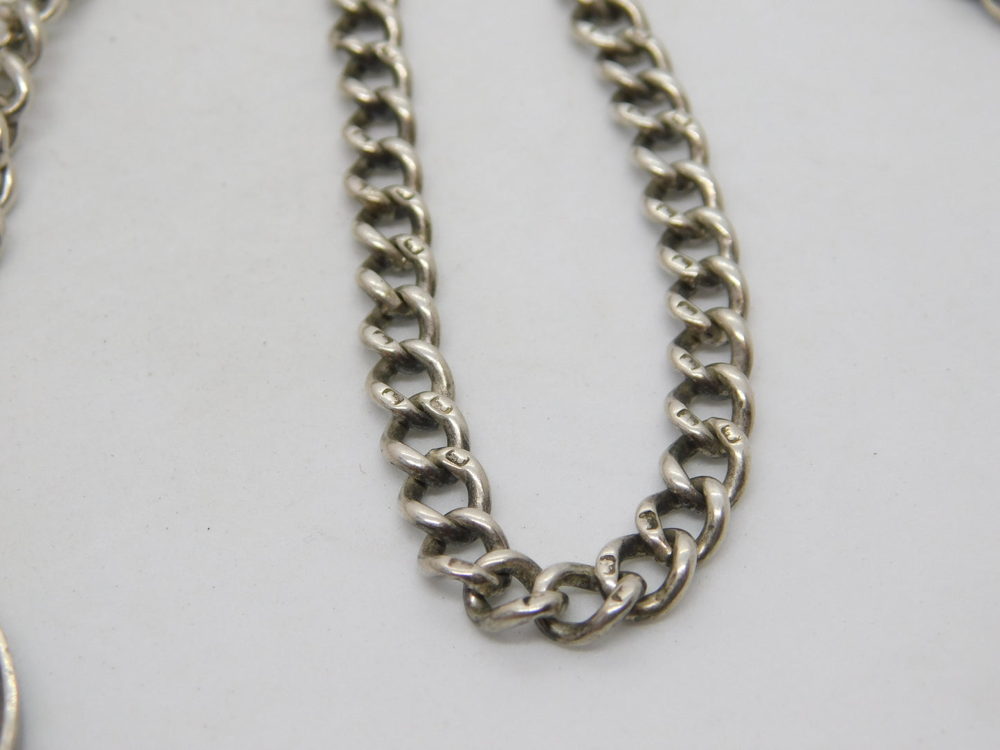 Edwardian Sterling Silver Double Albert Watch Chain Antique 1909 Chester