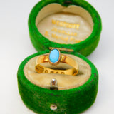 Victorian 22ct Yellow Gold Cabochon Turquoise Dress Ring Antique 1857 London