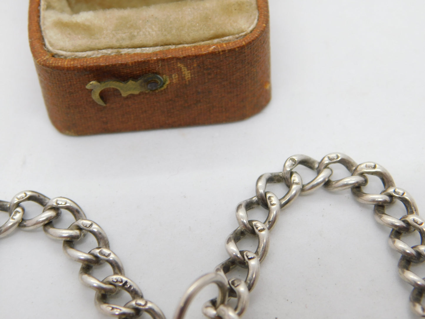 Edwardian Sterling Silver Double Albert Watch Chain Antique 1909 Chester