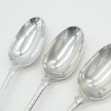 George III Set of Sterling Silver Fiddle Serving Spoons Antique 1765 London