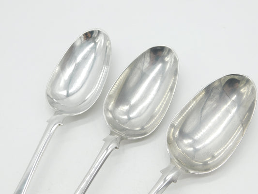 George III Set of Sterling Silver Fiddle Serving Spoons Antique 1765 London