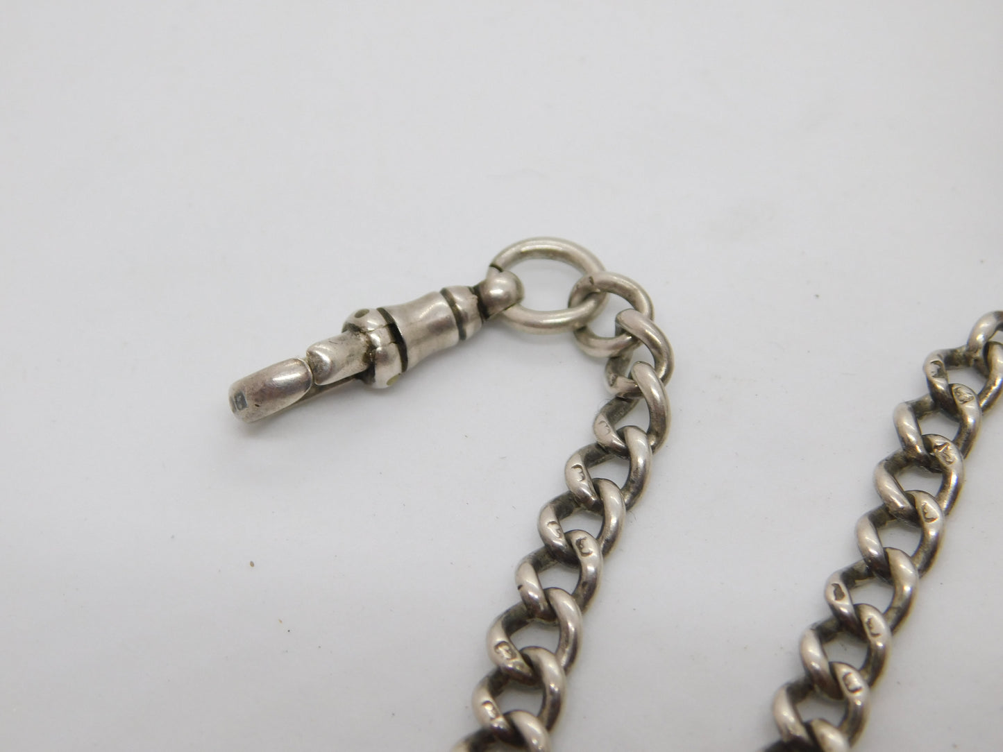 Edwardian Sterling Silver Double Albert Watch Chain Antique 1909 Chester