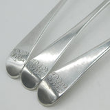 George III Set of Sterling Silver Fiddle Serving Spoons Antique 1765 London