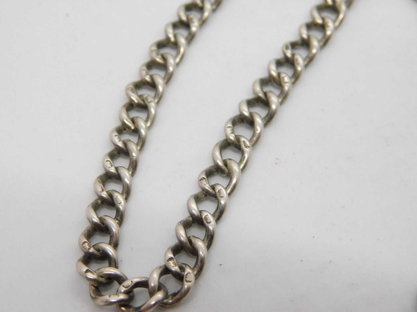 Edwardian Sterling Silver Double Albert Watch Chain Antique 1909 Chester