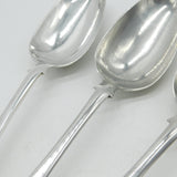 George III Set of Sterling Silver Fiddle Serving Spoons Antique 1765 London