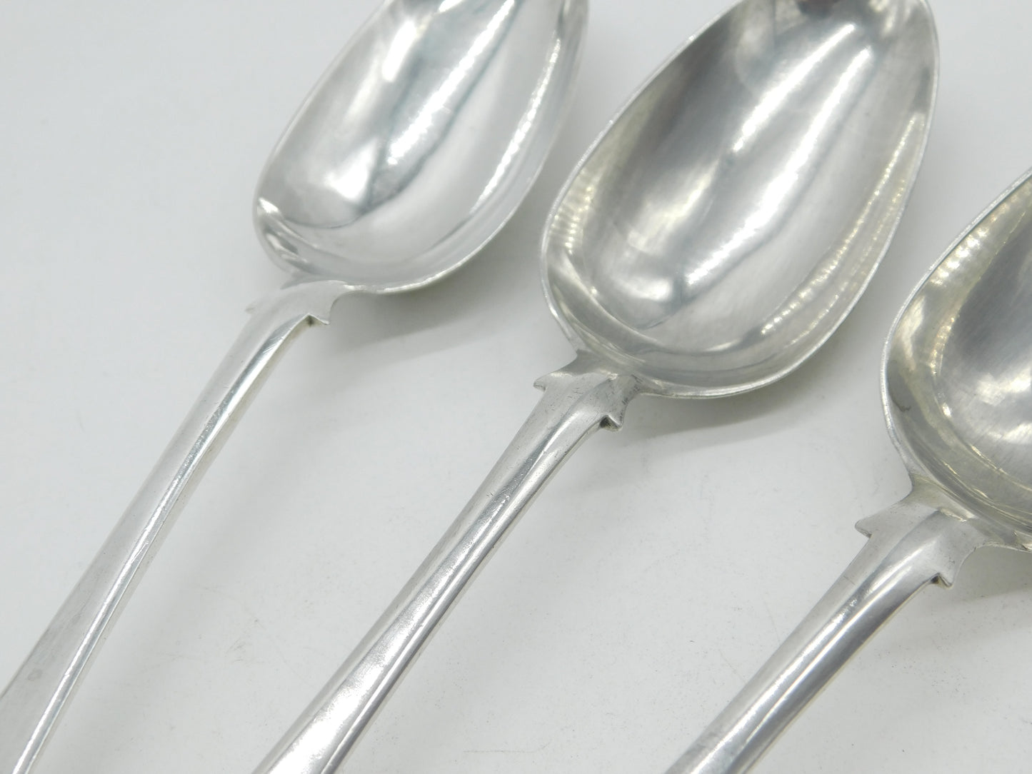 George III Set of Sterling Silver Fiddle Serving Spoons Antique 1765 London