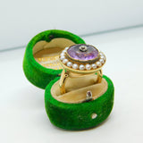 George III 18ct Yellow Gold, Pearl, Amethyst & Diamond Target Ring Antique c1820
