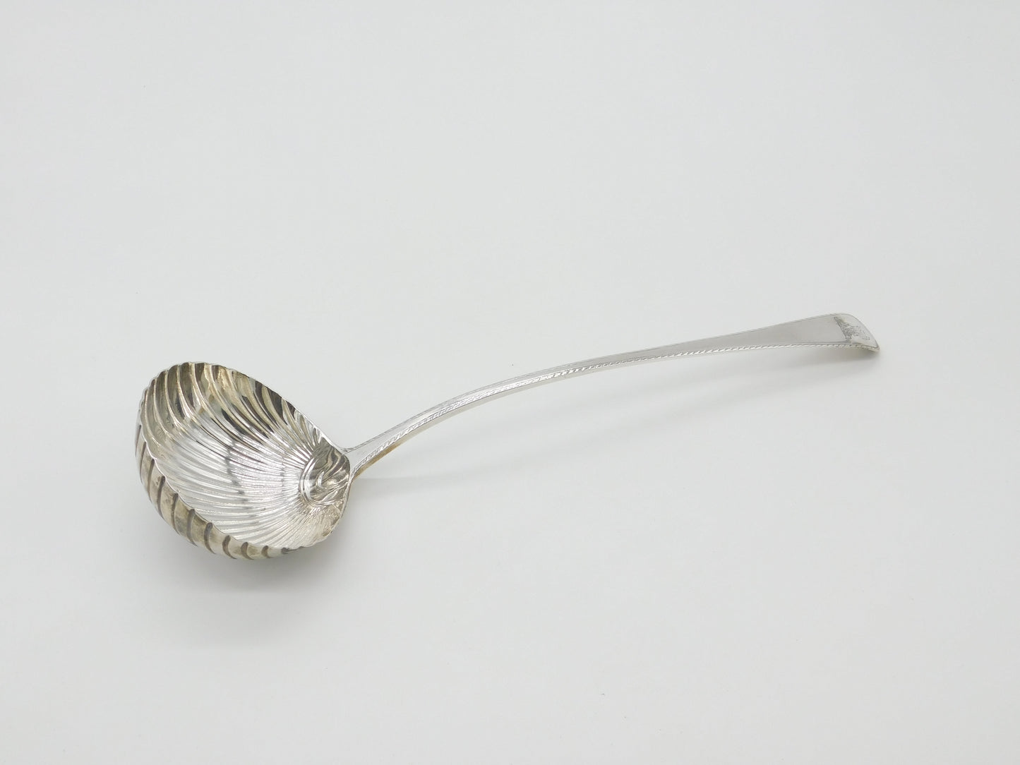 Early Georgian Sterling Silver Large Scallop Bowl Ladle Antique 1774 London