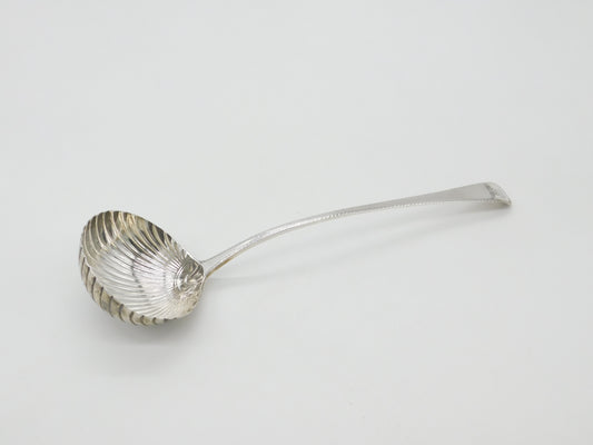 Early Georgian Sterling Silver Large Scallop Bowl Ladle Antique 1774 London