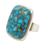 Studio Jewellery Sterling Silver Turquoise Set Statement Ring Vintage c1980