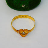 Victorian 22ct Yellow Gold Seed Pearl Set Sweetheart Ring Antique 1887 London
