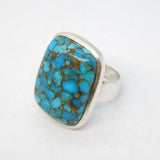 Studio Jewellery Sterling Silver Turquoise Set Statement Ring Vintage c1980
