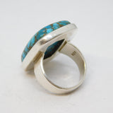 Studio Jewellery Sterling Silver Turquoise Set Statement Ring Vintage c1980