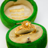 Victorian 22ct Yellow Gold & Seed Pearl Floral Dress Ring Antique 1881 Birmingham