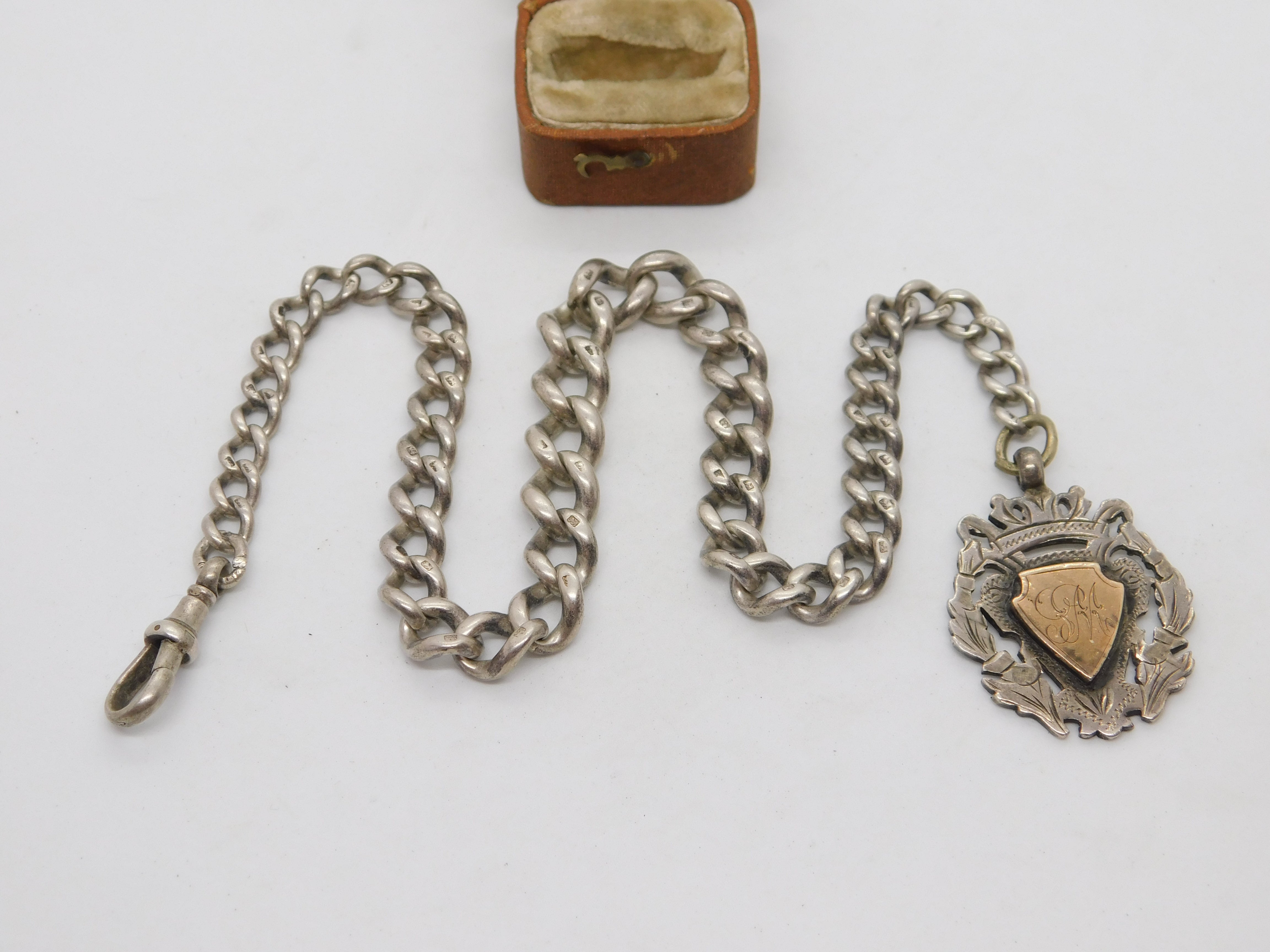 Victorian Sterling Silver Graduating Albert Watch Chain Antique 1900 B ...