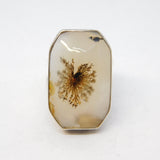 Studio Jewellery Sterling Silver Moss Agate Statement Ring Vintage c1975 London