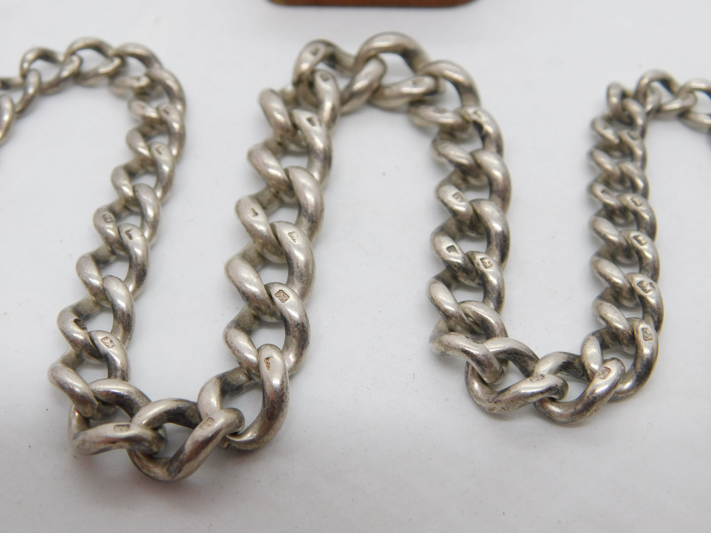 Victorian Sterling Silver Graduating Albert Watch Chain Antique 1900 Birmingham