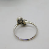 Platinum 0.6ct Claw Set European Cut Diamond & Pearl Crossover Ring Antique Art Deco