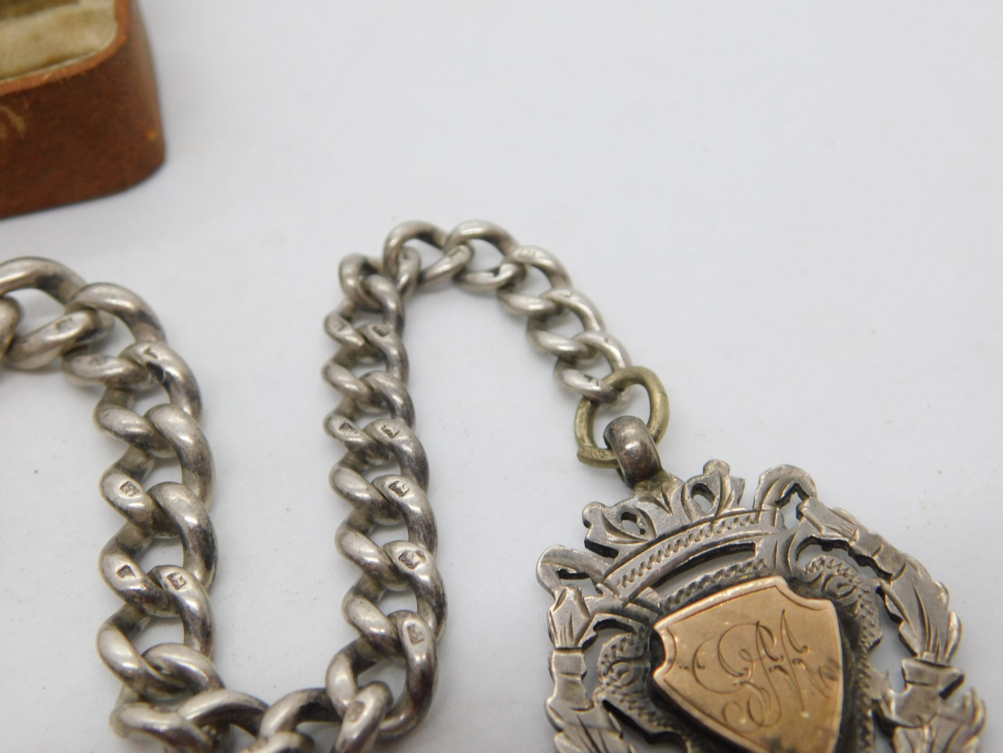 Victorian Sterling Silver Graduating Albert Watch Chain Antique 1900 Birmingham