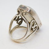 Studio Jewellery Sterling Silver Moss Agate Statement Ring Vintage c1975 London