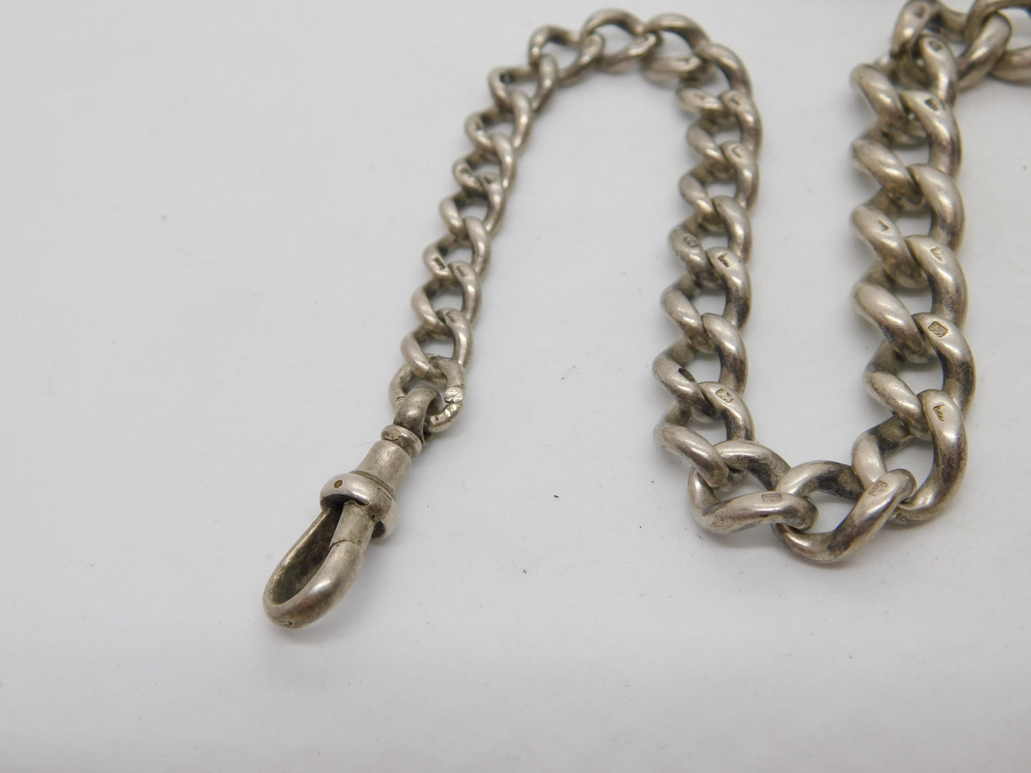 Victorian Sterling Silver Graduating Albert Watch Chain Antique 1900 Birmingham