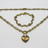 Japanese 24k Gold Shakudo Inlay Gilt Metal Necklace Bracelet Suite Antique c1930