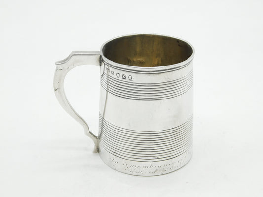 George III Sterling Silver Mourning Inscription Tankard Antique 1805 London