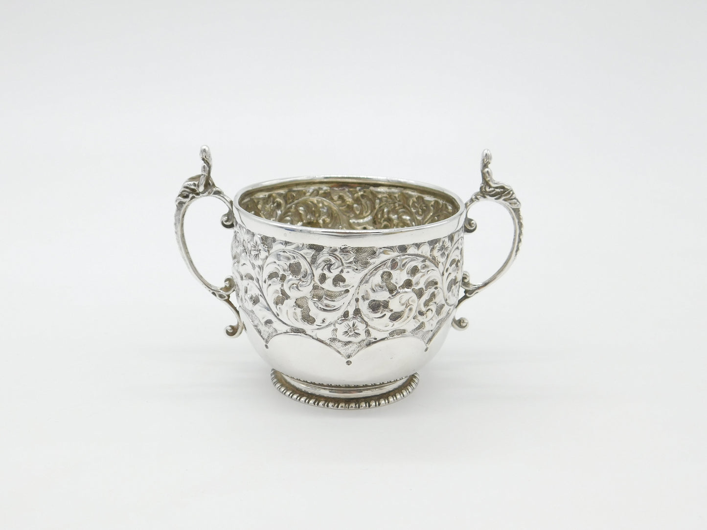 Victorian Sterling Silver Art Nouveau Repousse Porringer Cup Antique 1888