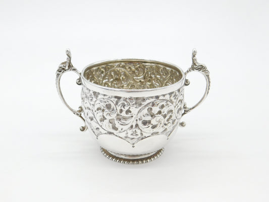 Victorian Sterling Silver Art Nouveau Repousse Porringer Cup Antique 1888