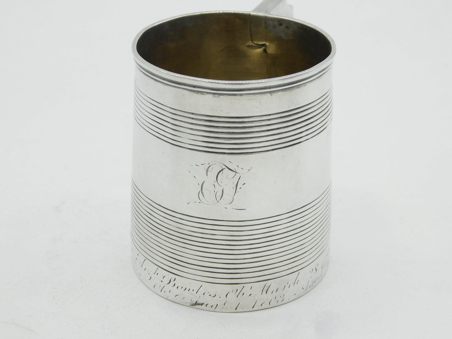 George III Sterling Silver Mourning Inscription Tankard Antique 1805 London