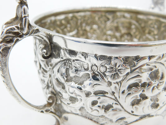 Victorian Sterling Silver Art Nouveau Repousse Porringer Cup Antique 1888