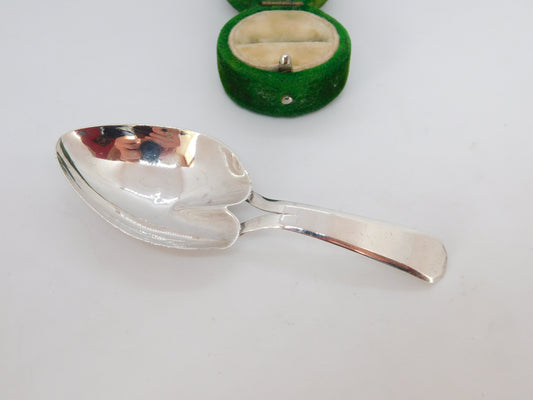 George III Sterling Silver Leaf Shaped Tea Caddy Spoon Antique 1803 London