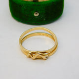 14ct Yellow Gold & Diamond Double Band Snake Pattern Ring Vintage c1980