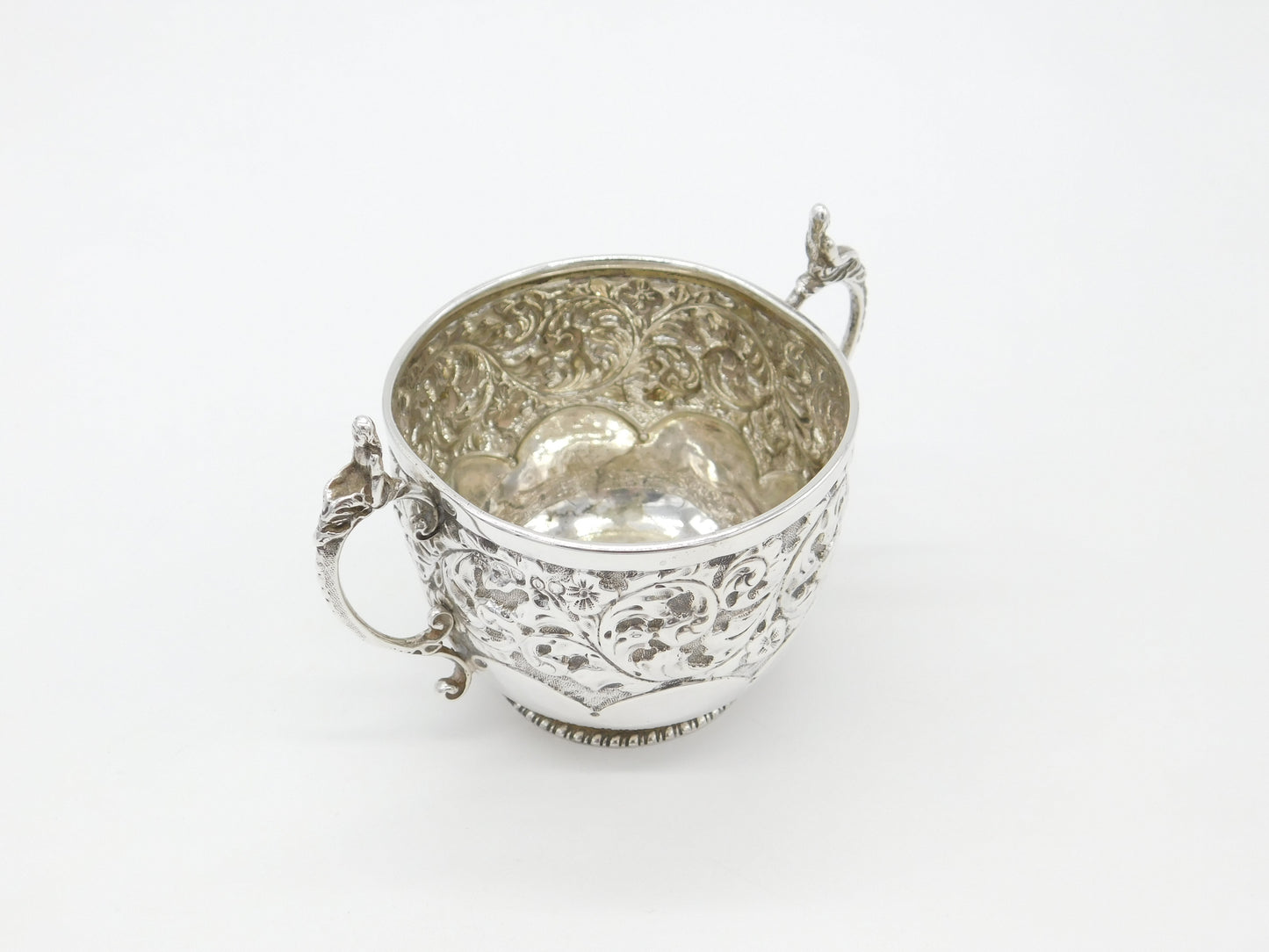 Victorian Sterling Silver Art Nouveau Repousse Porringer Cup Antique 1888