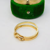 14ct Yellow Gold & Diamond Double Band Snake Pattern Ring Vintage c1980
