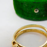 14ct Yellow Gold & Diamond Double Band Snake Pattern Ring Vintage c1980