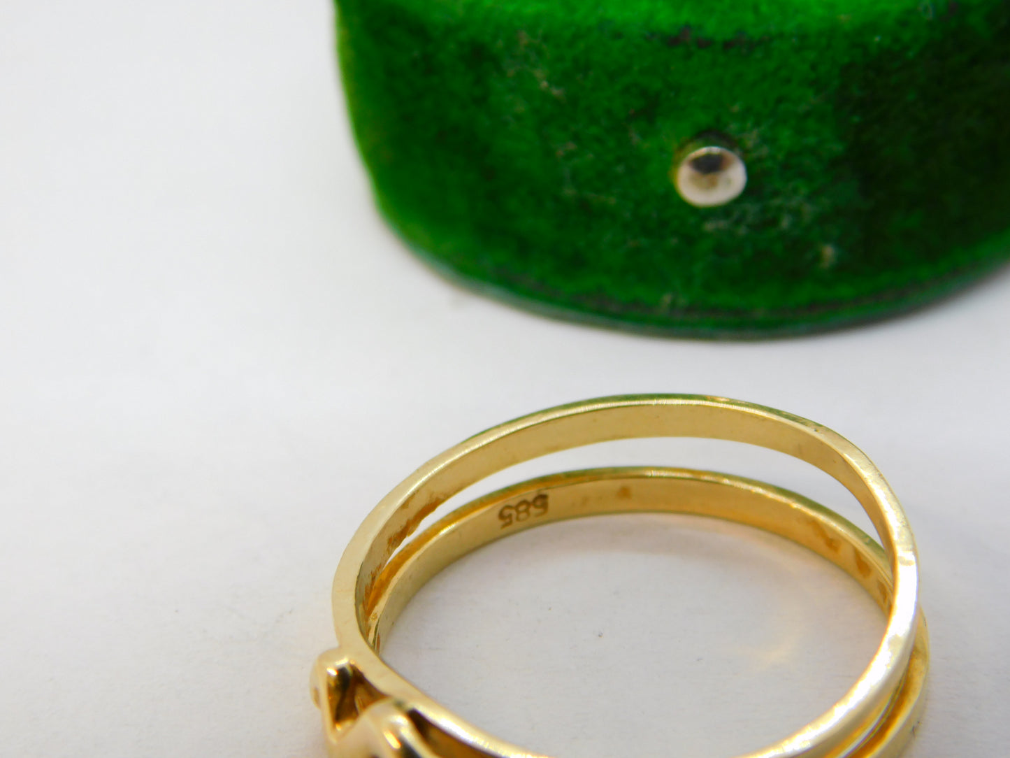 14ct Yellow Gold & Diamond Double Band Snake Pattern Ring Vintage c1980