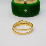 14ct Yellow Gold & Diamond Double Band Snake Pattern Ring Vintage c1980