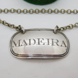 George III Sterling Silver Bright Cut Madeira Decanter Label Antique 1803 London