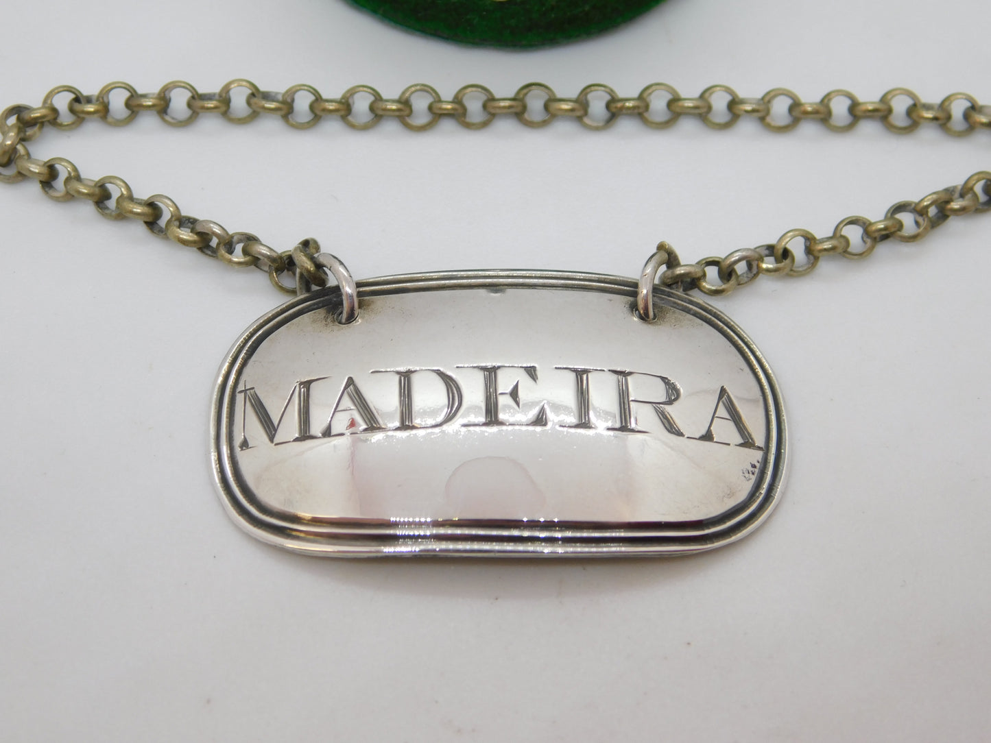 George III Sterling Silver Bright Cut Madeira Decanter Label Antique 1803 London